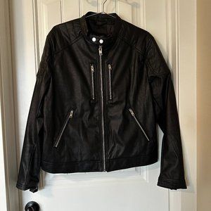 NWT H&M Men's Collarless Faux Leather Moto Jacket